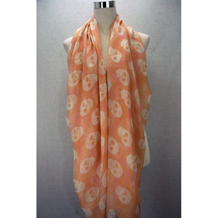 Peach colour chained skull print scarf